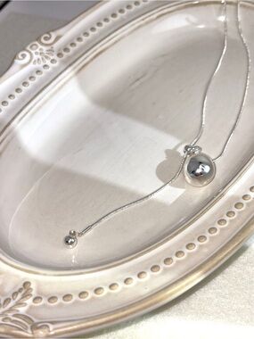 Sterling Silver Adjustable Lariat Necklace with Polished Ball Pendant